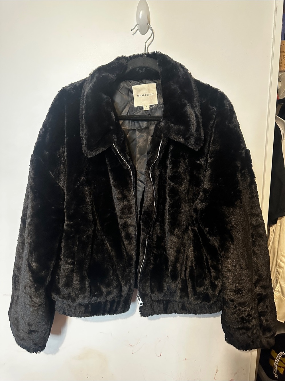 Thread & Supply Black Faux Fur Teddy Jacket